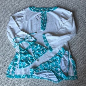 NWT Milly Cabana Terry Cover Up and worn once matching bikini Size S